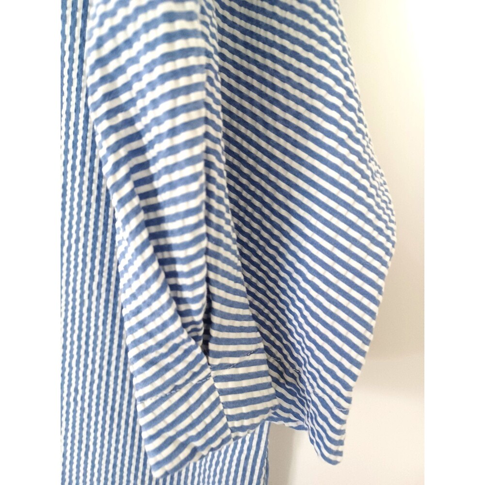 Ann Mashburn Medium Collared Popover Top Seersucker Nautical Preppy East Coast - Picture 7 of 10
